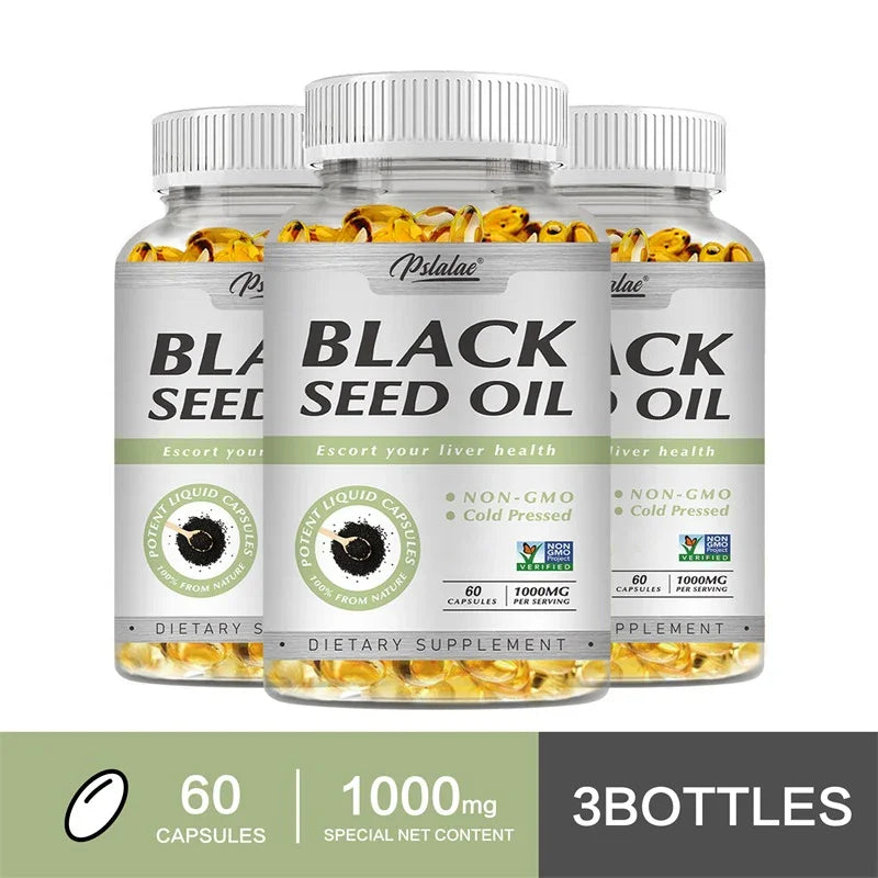 Black Seed Oil Capsules 1000mg - Aids in Digestive Health, Immune Support & Brain Function, Antioxidant