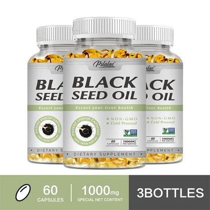Black Seed Oil Capsules 1000mg - Aids in Digestive Health, Immune Support & Brain Function, Antioxidant