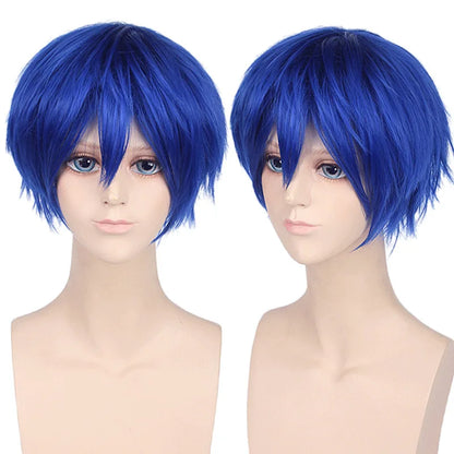 New Concubine Synthetic Bob Men's Short Straight Hair Cover Fake Cosplay Wig Ombre Green Black Blue Blonde Hairpiece