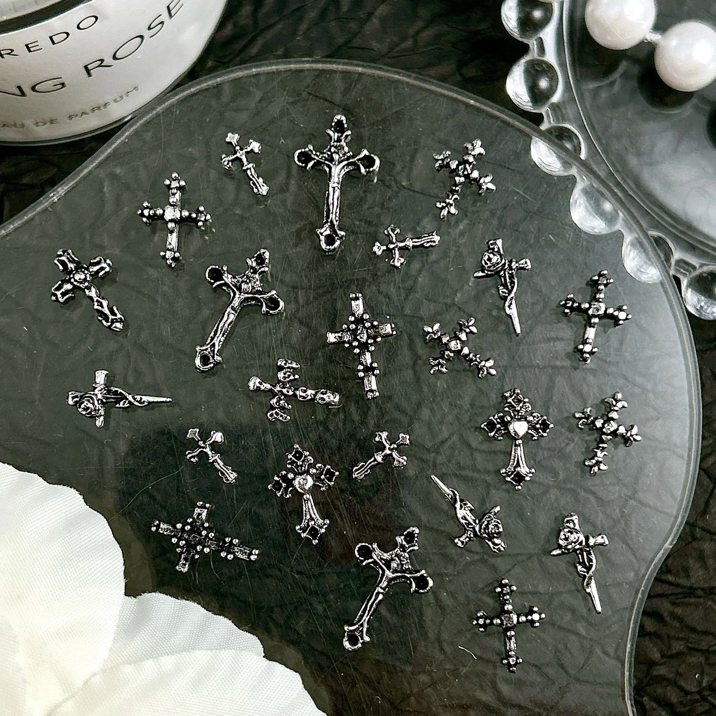 20PCS Multiple Style Classic Cross Alloy Nail Art Decorations 3D Minimalist Creative Cross Cool Style Nail Charms DIY Nail Parts