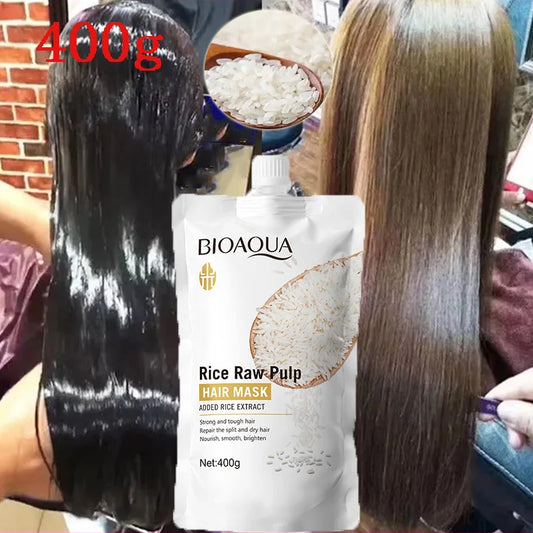 Rice Magical Keratin Hair Mask 5 Seconds Repair Damaged Frizzy Hairs Soft Smooth Shiny Moisturizing Nourish Hair Root Care