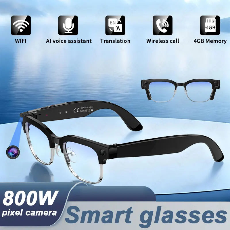 LIGE Languages Translation AI Smart Glasses 2025 8MP Camera Video Recording Sunglasses Bluetooth Call Music Play Men Women