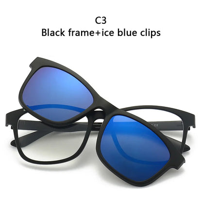 Magnetic Sunglasses Clip And Optical Glasses Frame 6 in 1 Women Men Polarized or Night Vision Multipurpose Eyeglasses  Set 2201