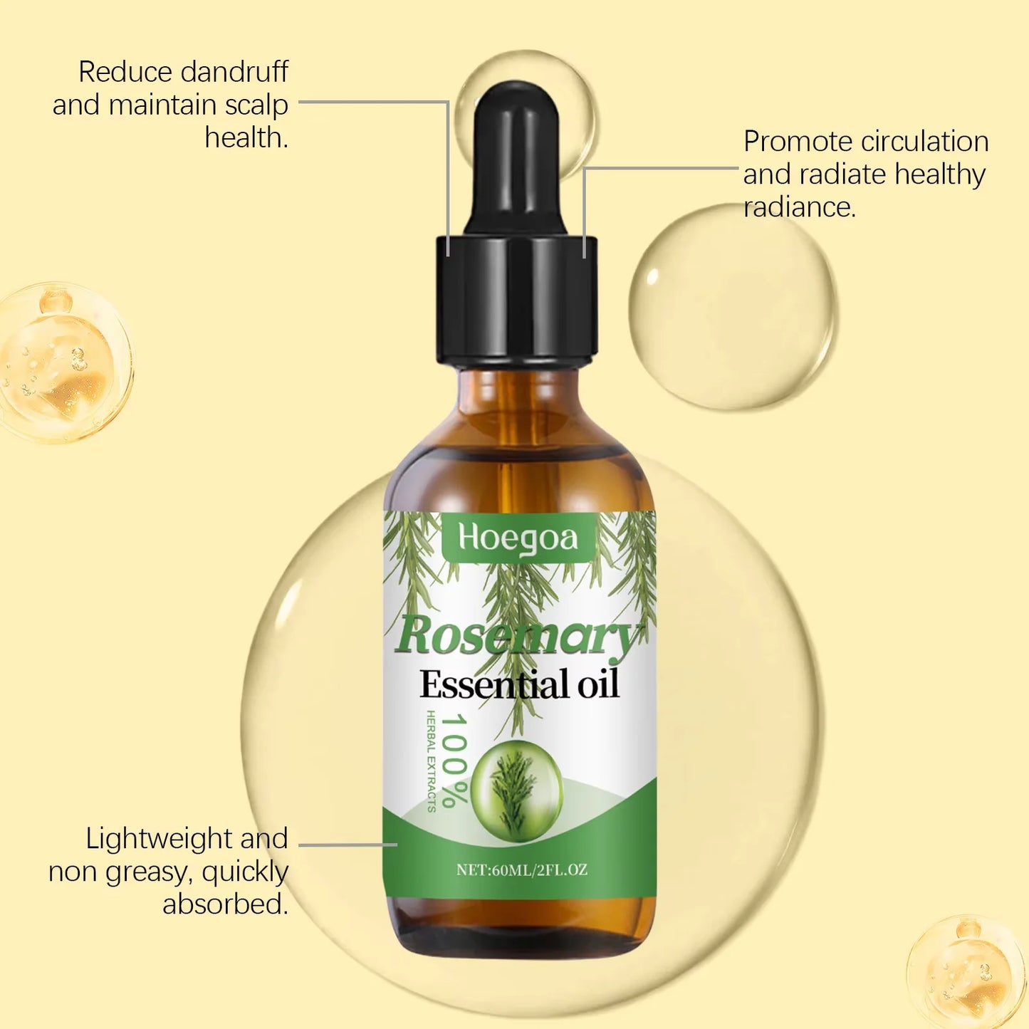 Rosemary Hair Care Essential Oil Scalp Strengthening Nourish Shiny Treatment for Split Ends and Dry Smooth Organic Hair Products