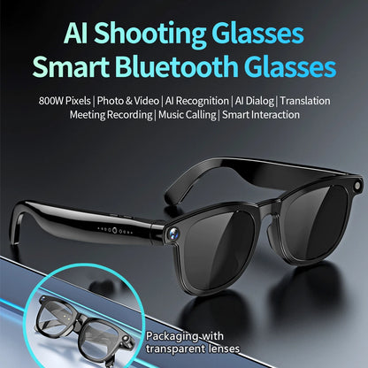 2 in1 4K Smart AI Glasses 800W pixel AI Shooting Camera HD Photo Video Voice BT Call, Waterproof  AI Translation Smart Sunglass