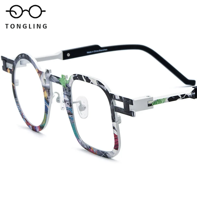Color Ultralight Pure Titanium High-Quality Fashionable Men Square Irregular Polygon Women Personality Lightweight Glasses Frame