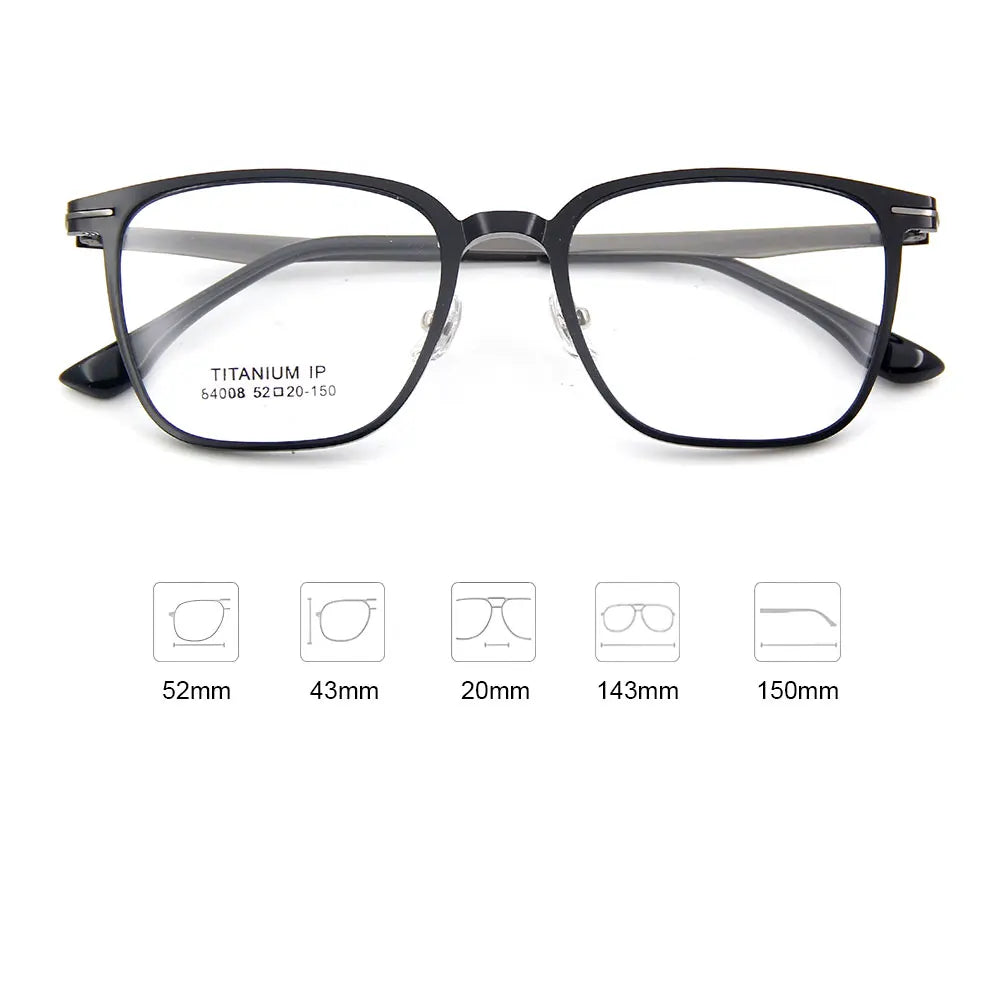 3-in-1 Square Ultralight TR90 Men's Polarized Clip-On Sunglasses & Night Vision Titanium Legs Glasses Frames for Driving 84008