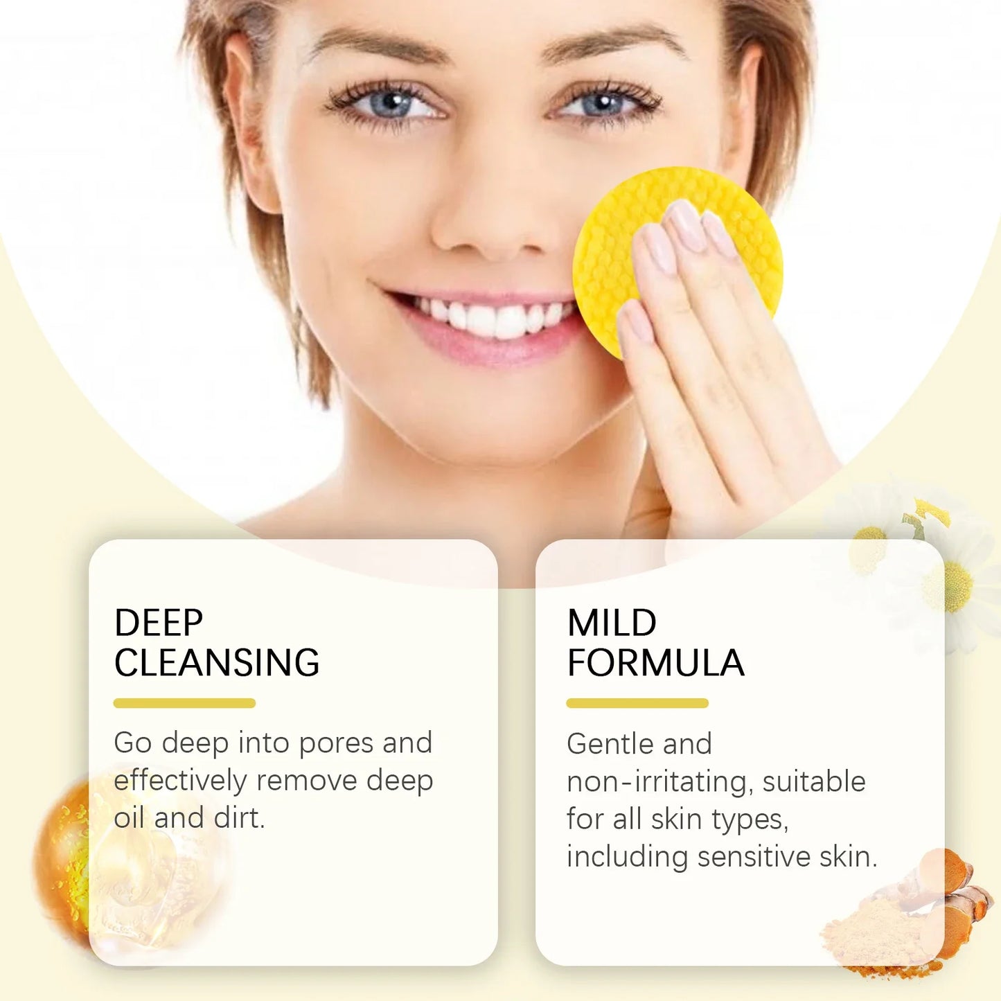 Turmeric Kojic Acid Cleansing Pads Exfoliating Pads Facial Sponges For Cleansing Exfoliating Daily Cleansing Skin Care Tools