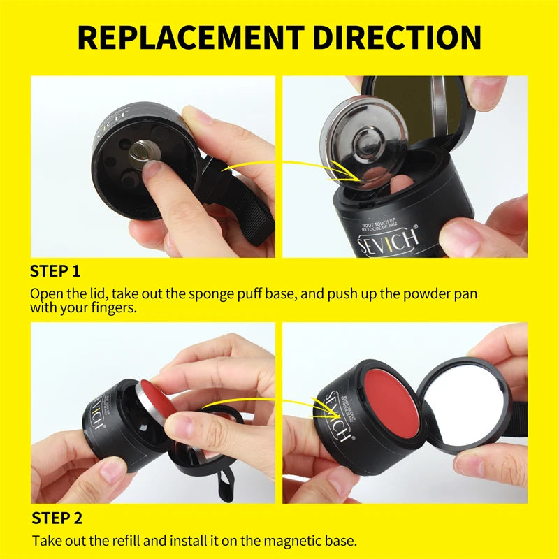 SEVICH Replaceable Hairline Powder Kit Refill Hairline Shadow Powder Root Cover Up Hair Concealer Double Ended Makeup Brush