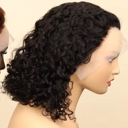 13X4 Bob Hot Selling colors 200% Water Wave Black Lace Frontal Human Hair Wig 99J Burgundy 4/350 4/27 Transparent Bob Front Wig