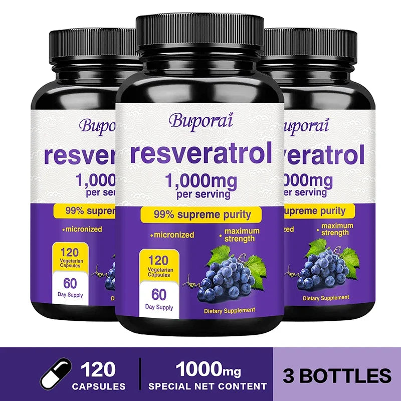 Resveratrol Supplement - Anti-Aging, Cardiovascular & Joint Support, Skin Health