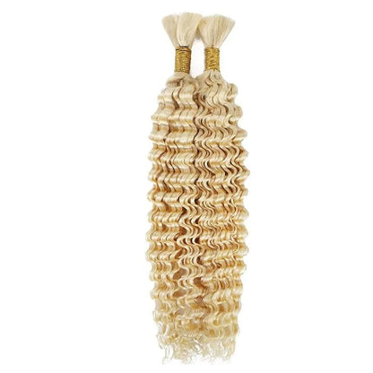 Deep Wave Bulk 100% Human Hair Braiding Blonde Ginger Curly Brazilian Hair for Human Hair Extensions for Micro Braiding No Weft