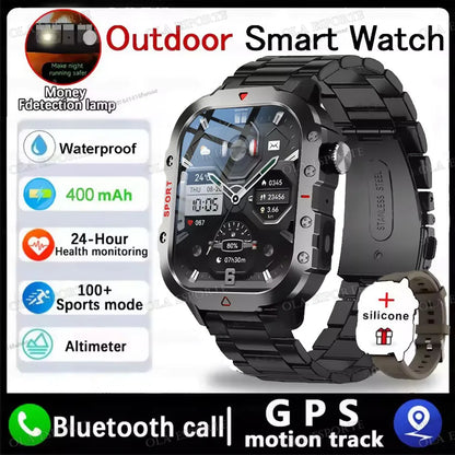 Military GPS Smart Watches For Men Flashlight Waterproof Outdoor Sport Tracker Bluetooth Call Smartwatch Man Women 2025 Pk h12