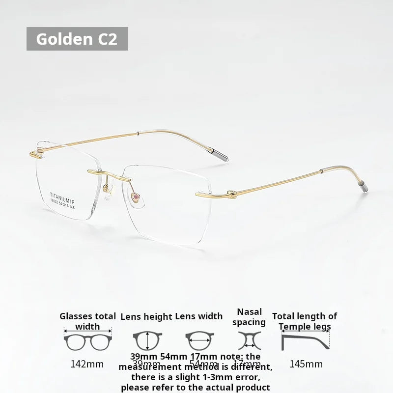 Lzabella Titanium Rectangular rimless Eyeglasses Frame Simple And Stylish Men and Women Lightweight Frameless Glasses 1603