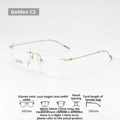 Lzabella Titanium Rectangular rimless Eyeglasses Frame Simple And Stylish Men and Women Lightweight Frameless Glasses 1603