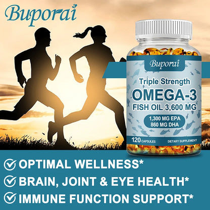 Omega-3 Fish Oil - Rich in DHA & EPA - Support Brain & Nervous System Health, Cardiovascular & Skin Health