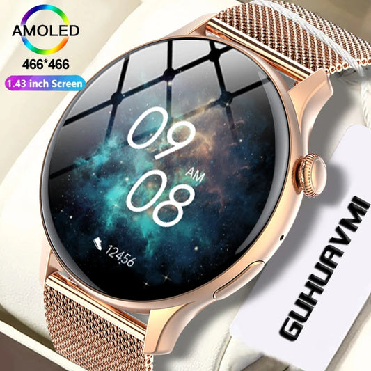 2024 New NFC Smart Watch Women 1.43 Inch AMOLED 466*466 HD Screen Always Display Sport Watch Women Bluetooth Call GPS Smartwatch