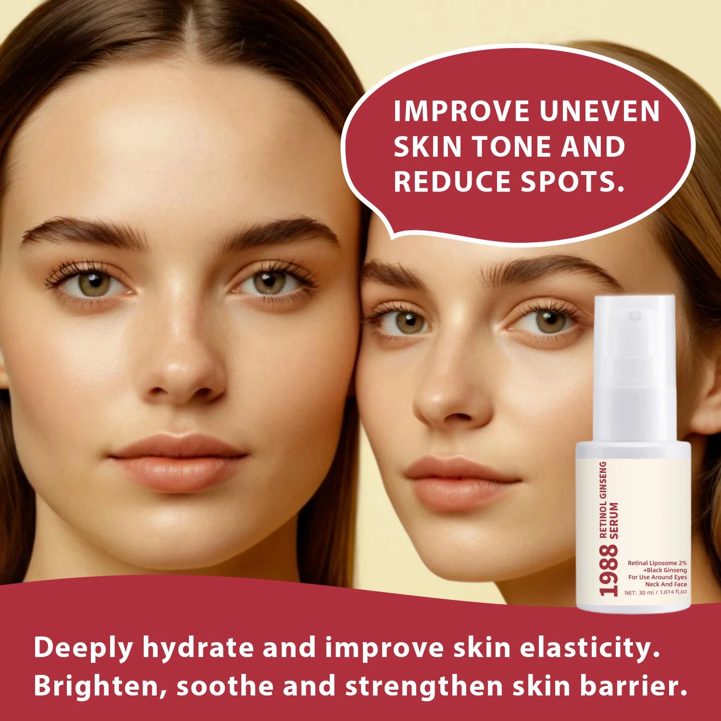 30ML Retinol Ginseng Serum Smooths Fine Lines & Wrinkles Brightens Skin Tone Deeply Moisturizes Retinol Ginseng Serum Skin Care