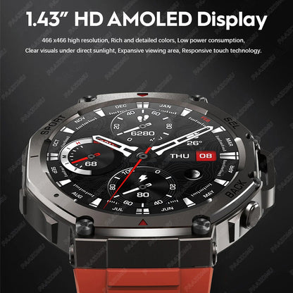 2025 Military GPS Waterproof Smart Watch 1.46" HD AMOLED Built-in 6 Frequency Satellite Outdoors Sports Fitness Smartwatch Men