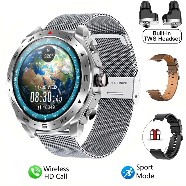 2024 TWS 2-in-1 Bluetooth Earphones Men Smart Watch Bluetooth Call GPS Motion Trajectory HIFI 9D Sound Quality Women Smartwatch