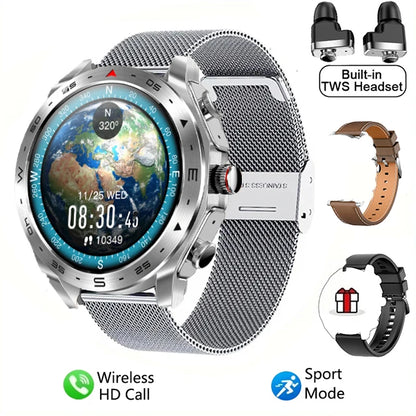 2024 TWS 2-in-1 Bluetooth Earphones Men Smart Watch Bluetooth Call GPS Motion Trajectory HIFI 9D Sound Quality Women Smartwatch
