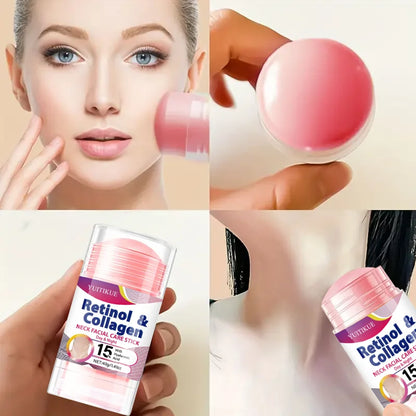 YUITIKUE Retinol Collagen Neck Care Stick 40g - Day Night Hydrating Firming 15% Hyaluronic Acid, Goddess Neck Treatment