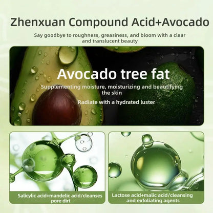 1/2Box Complex Acid Avocado Cleansing Facial Bubble Mask,Deep Cleaning Bubble Clarifying Mask,Oil-Control Shrinks Pores Skincare