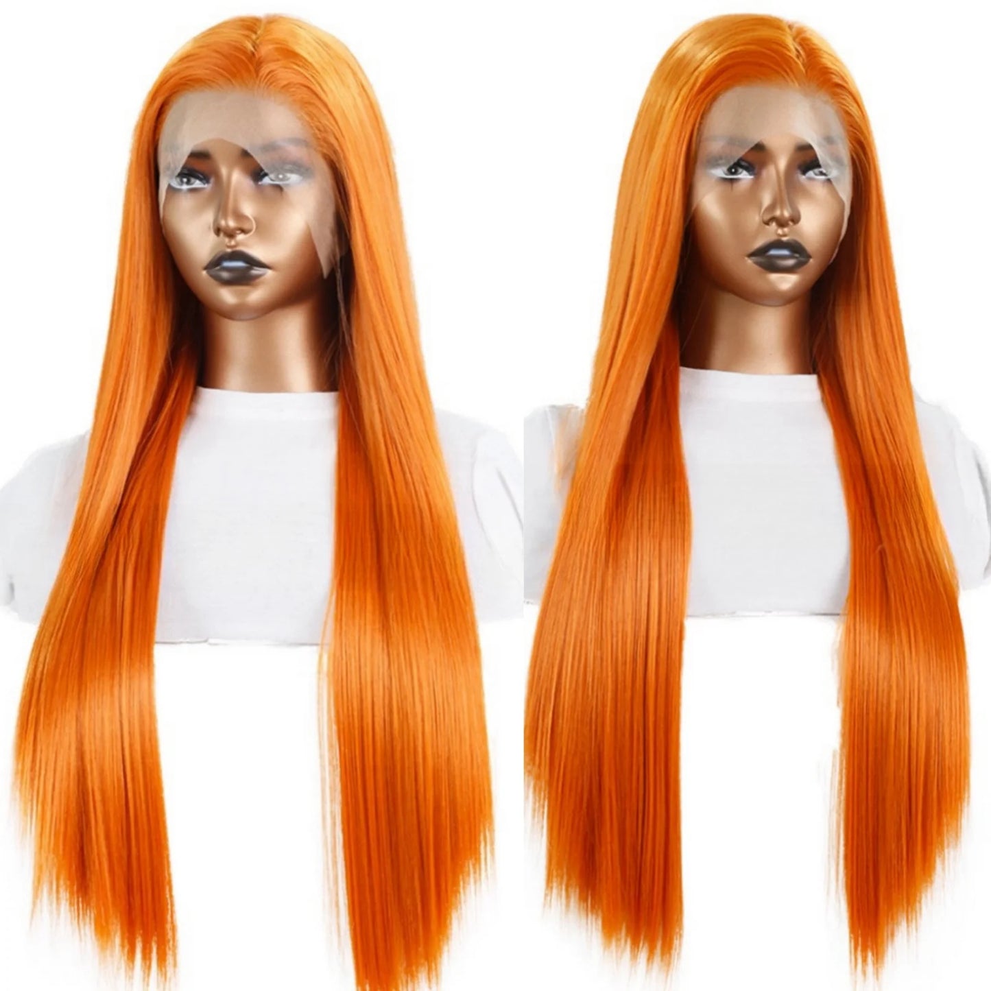 Orange Wig Long Straight Synthetic Lace Front Wig Glueless Wigs for Women Party Cosplay Bright Ginger Hair Lace Frontal Wigs