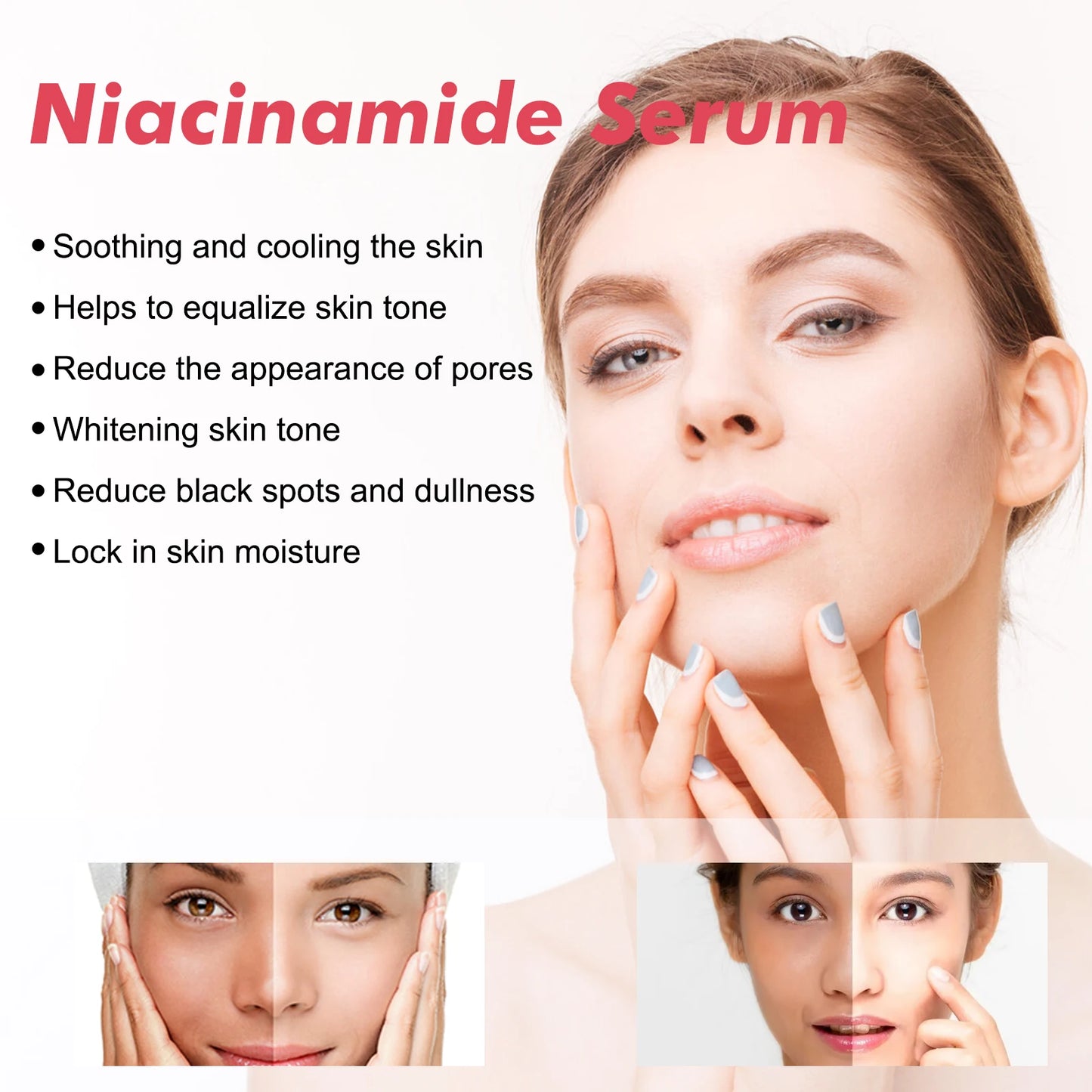 Niacinamide Facial Serum Fade Melanin Moisturzing Rejuvenation Shrink Pores Smooth Brightening Skin Care Dark Spot Remover Serum
