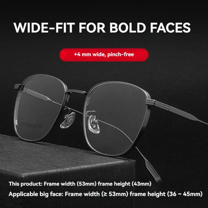 New ultra-light pure titanium thickened wide-edged large-frame glasses for men's fashionable and versatile big face design