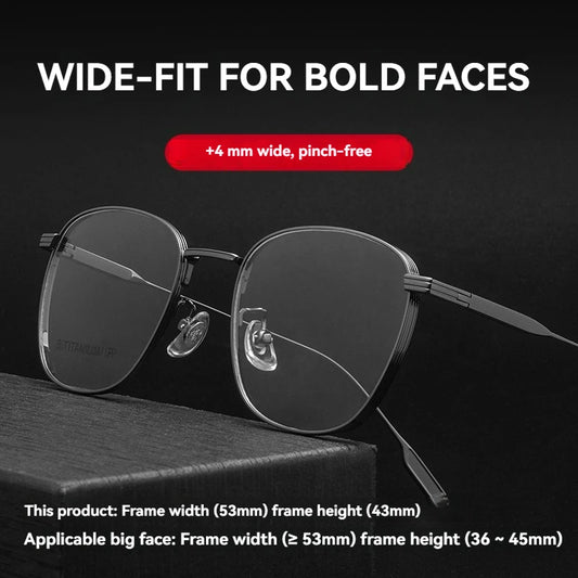 New ultra-light pure titanium thickened wide-edged large-frame glasses for men's fashionable and versatile big face design
