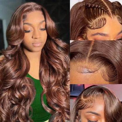 Chocolate Brown Lace Front Wig Transparent HD 13x6 Lace Frontal Wig 100% Colored Body Wave Human Hair Wigs 4x4 5x5 Preplucked
