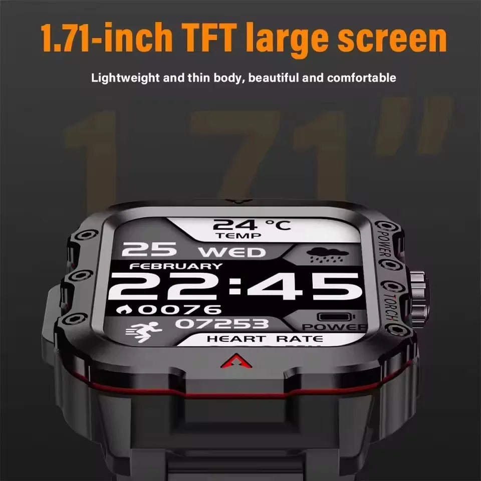 New Rugged Military GPS Track Smart Watch Men Bluetooth Call Health Monitor AI Voice Sports 3ATM IP68 Swim Waterproof Smartwatch
