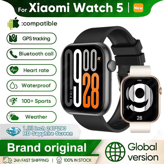For Xiaomi SmartWatch 5 Global Version Men Women HD Screen Heart Rate Bluetooth Call Waterproof 100+Sports Smart Watch 2025 New