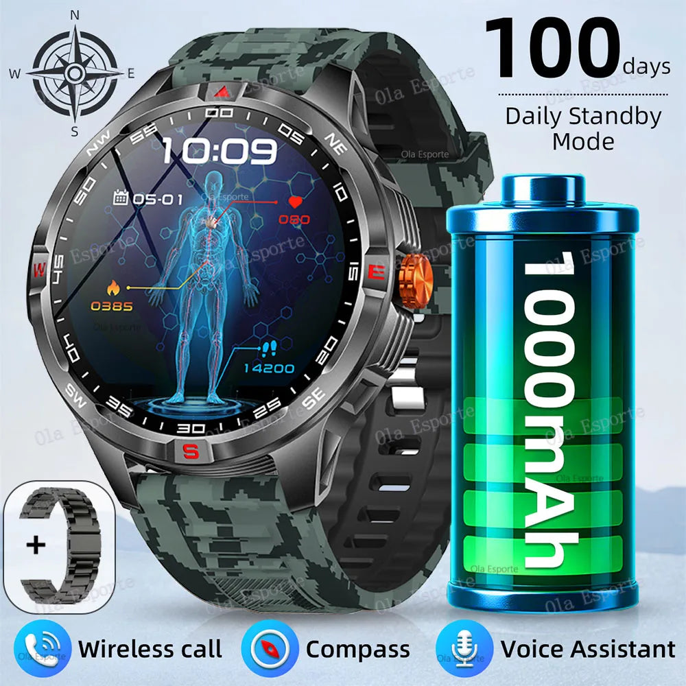 T-Rex 3 Military 1000mAh Battery Smart Watch 10ATM Waterproof GPS Track Compassr Bluetooth Call AMOLED Men Swim Sport Smartwatch