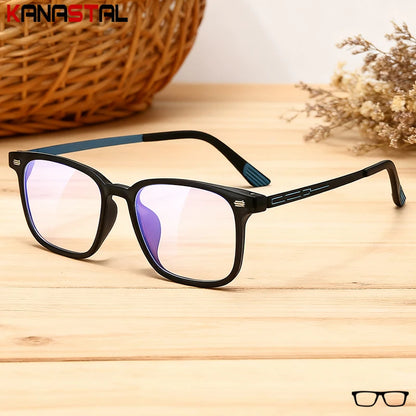 Men Rubber Titanium Square Eyeglasses Frame Anti Fatigue Lenses Women Computer Glasses Prescription Myopia Reading Eyewear Frame