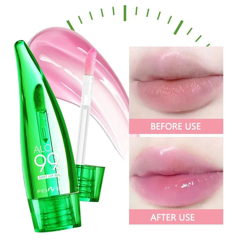 1pc Aloe Vera Lip Gloss Chili Lip Plumping Oil Moisturizing Lip Color Natural Long Lasting Waterproof Oil Lip Balm