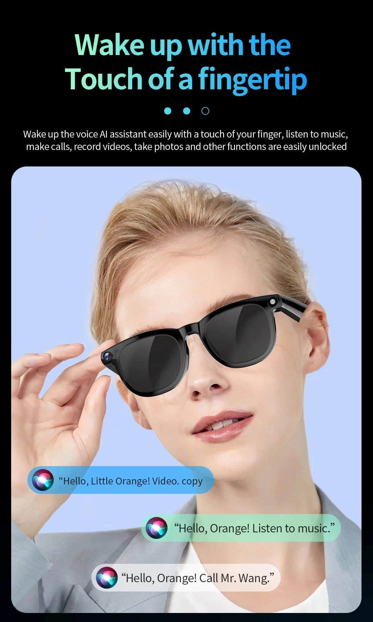 CY01 Smart Glasses AI Translation WIFI BT Call Music Camera Sunglasses Anti-Blue Smart Glasses
