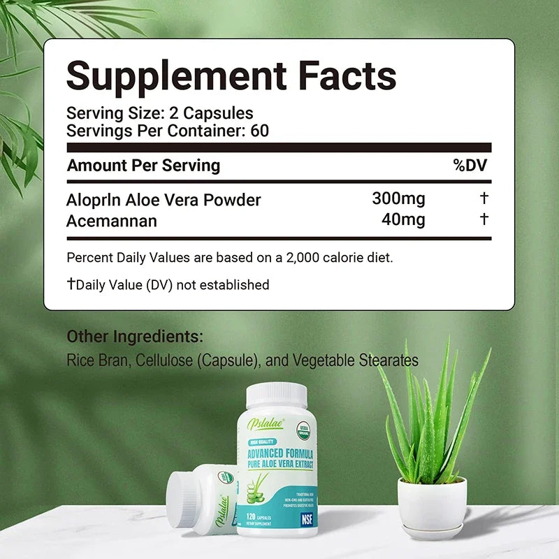Aloe Vera Capsules - Support Gut Health & Digestive Comfort, Balance Stomach Acid Levels, Immune Support