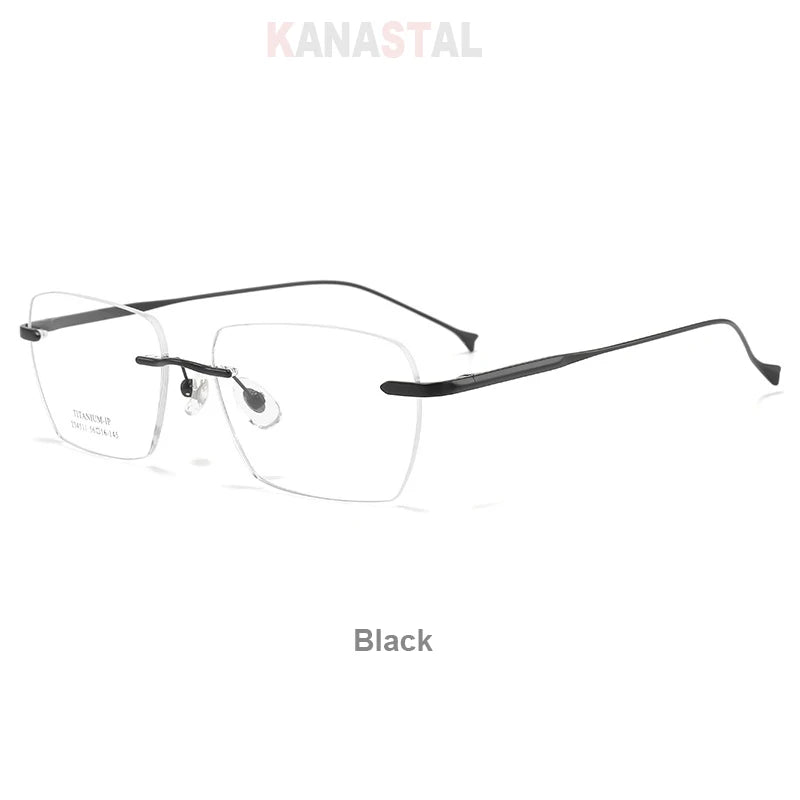 Men Rimless Prescription Glasses Reading Myopia Optical Lenses Eyewear Women Blue Light Blocking Titanium Metal Eyeglasses Frame