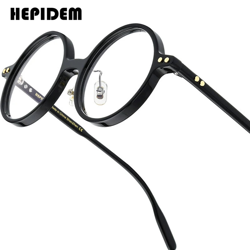 HEPIDEM Acetate Glasses Men Brand Designer Round Women Nerd Eyeglasses Frame Japanese Handmade Spectacles Vintage Eyewear 9191
