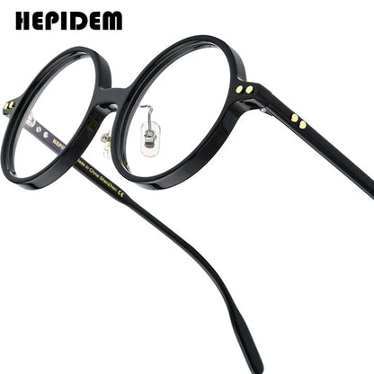 HEPIDEM Acetate Glasses Men Brand Designer Round Women Nerd Eyeglasses Frame Japanese Handmade Spectacles Vintage Eyewear 9191