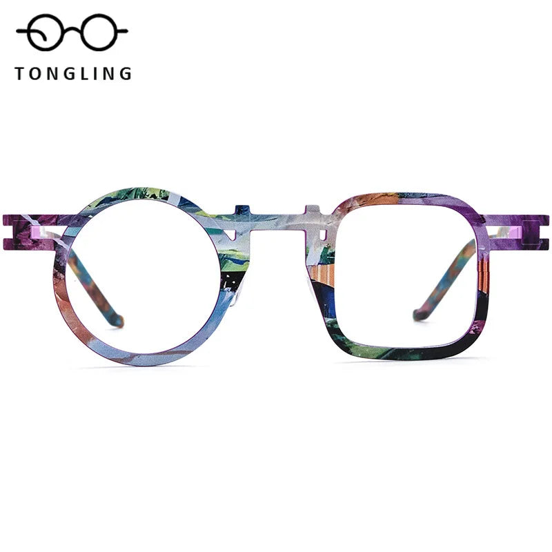 Color Ultralight Pure Titanium High-Quality Fashionable Men Square Irregular Polygon Women Personality Lightweight Glasses Frame