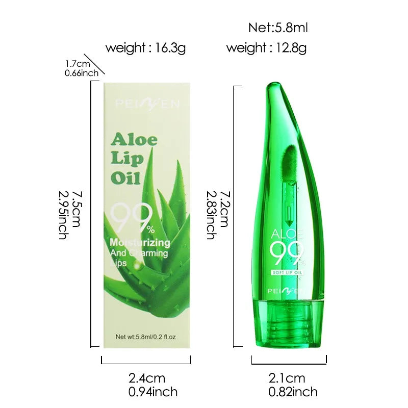 1pc Aloe Vera Lip Gloss Chili Lip Plumping Oil Moisturizing Lip Color Natural Long Lasting Waterproof Oil Lip Balm