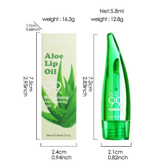 1pc Aloe Vera Lip Gloss Chili Lip Plumping Oil Moisturizing Lip Color Natural Long Lasting Waterproof Oil Lip Balm