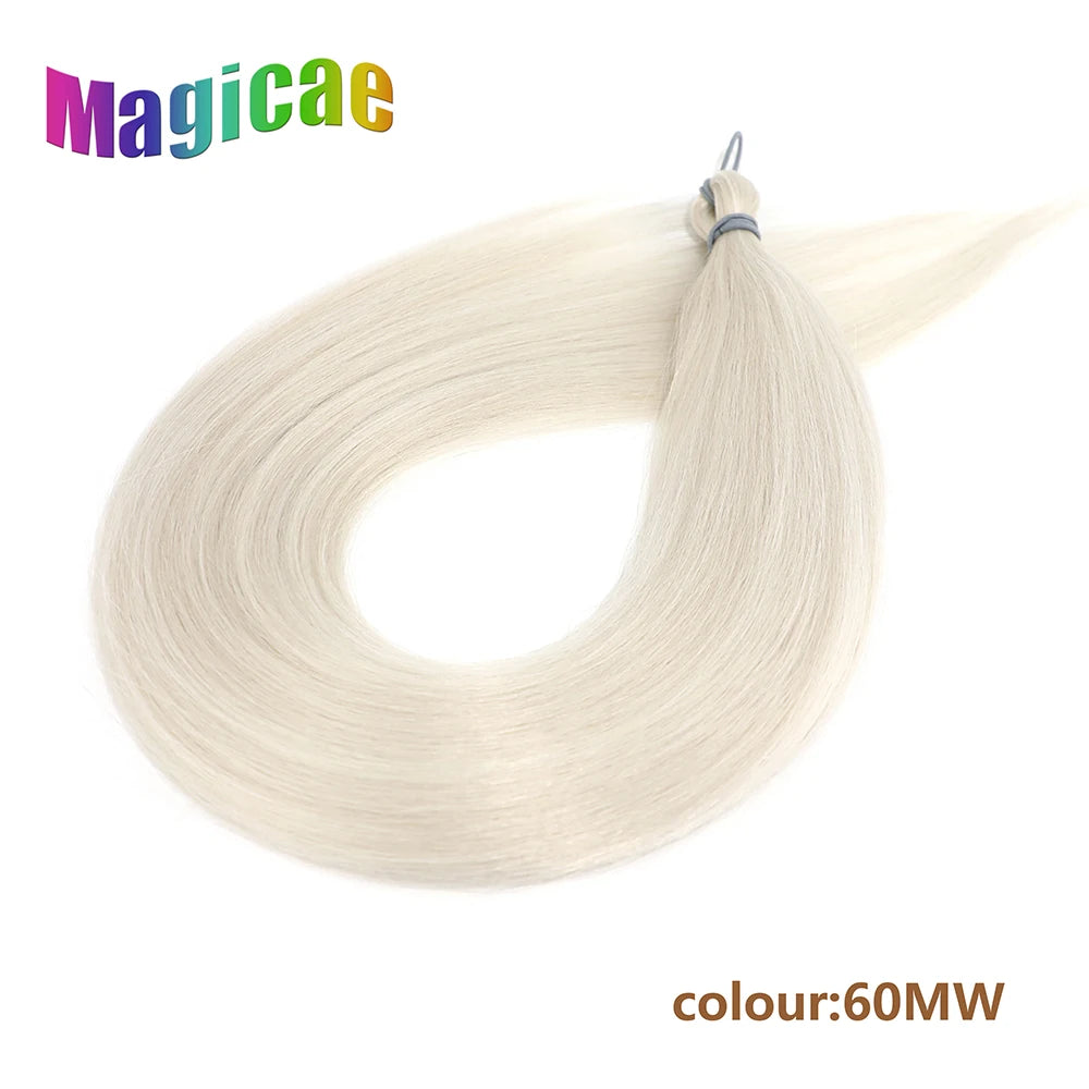 Magicae Braiding Crochet Hair High Heat Resistant 3Pcs 28inches Synthetic Ombre Brown Silver White Straight Bundles Extension