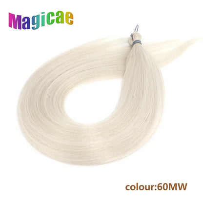 Magicae Braiding Crochet Hair High Heat Resistant 3Pcs 28inches Synthetic Ombre Brown Silver White Straight Bundles Extension