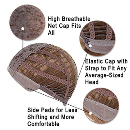 HAIRJOY Women Synthetic Hair Wigs Short Curly with Bangs  Shoulder Length  Blonde Grey White Brown Wig