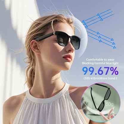 SENBONO 2025 New Smart Glasses with AI Translation Smart Glasses  Outdoor Sport Fishing Driving Sunglass for IOS Android Xiaomi