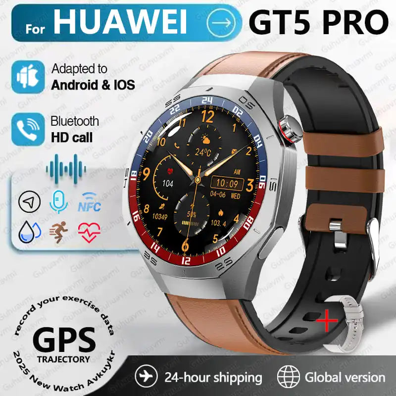 2025 For Huawei GT5 Pro Smartwatches Men HD AMOLED Screen GPS trajectory Health Monitor BT Call 1.52" Fitness Smartwatches IP68